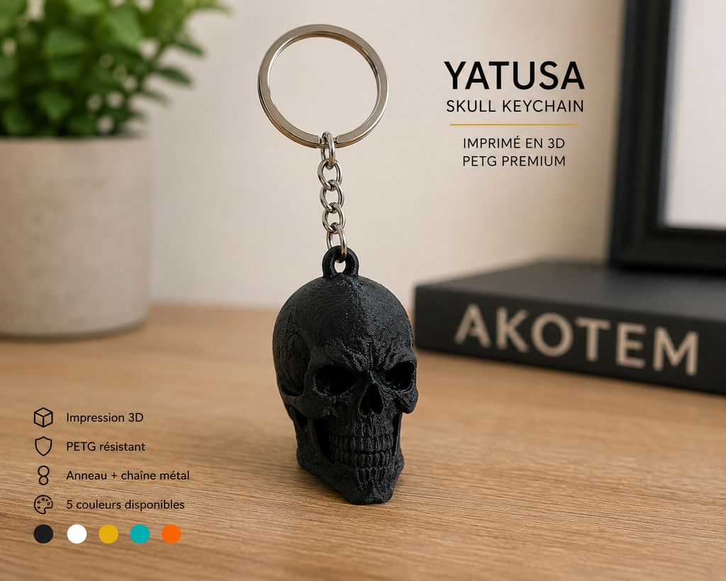 YATUSA Skull – Porte-clés Crâne 3D